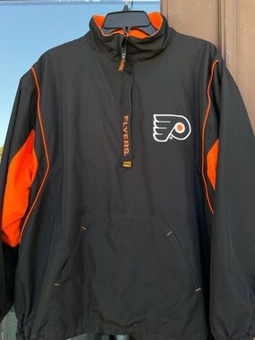 NHL Reversible 1/4-Zip Black|Orange Philadelphia Flyers Pullover L